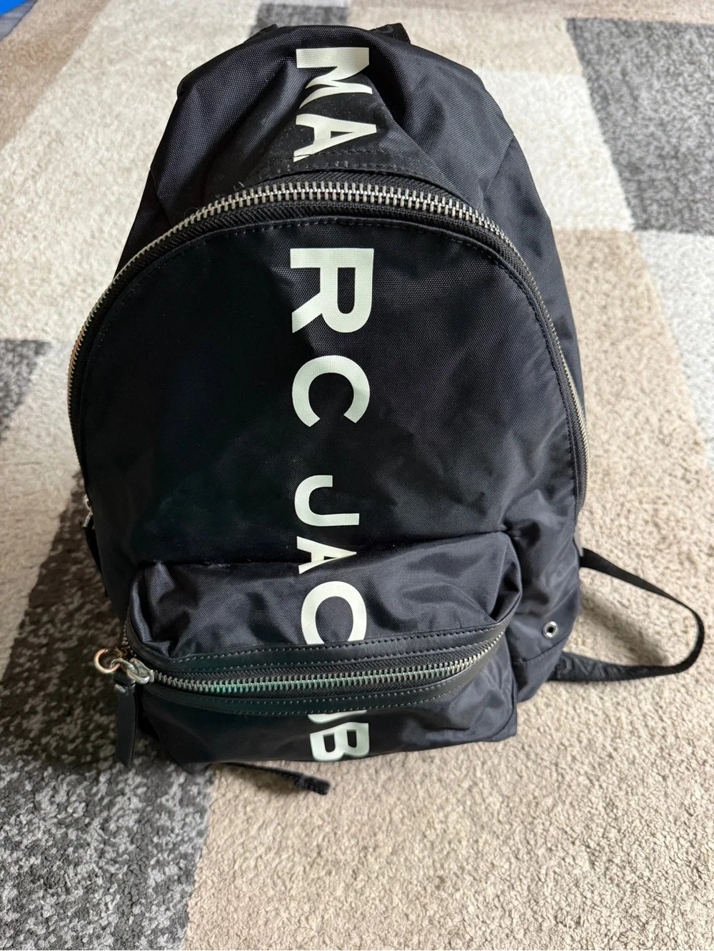 Marc Jacobs Black Suspira Nylon white Logo-Font Backpack